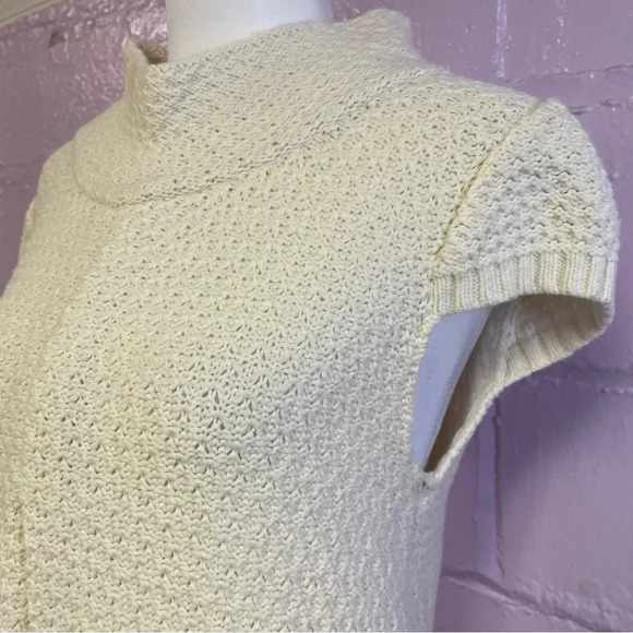 Fossil Knit Short Sleeve Mini Dress Medium Cream White - Picture 3 of 10